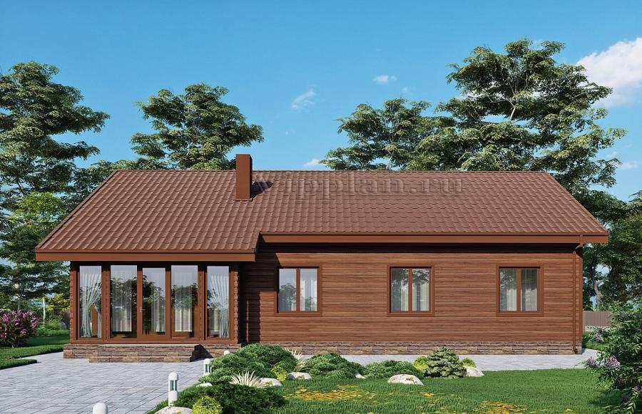 Одноэтажный дом с верандой и четырьмя спальнями